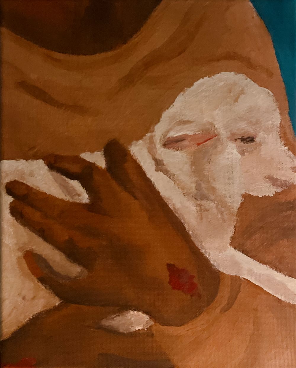 Abstract artwork featuring flowing brown and beige tones in a horizontal composition.
