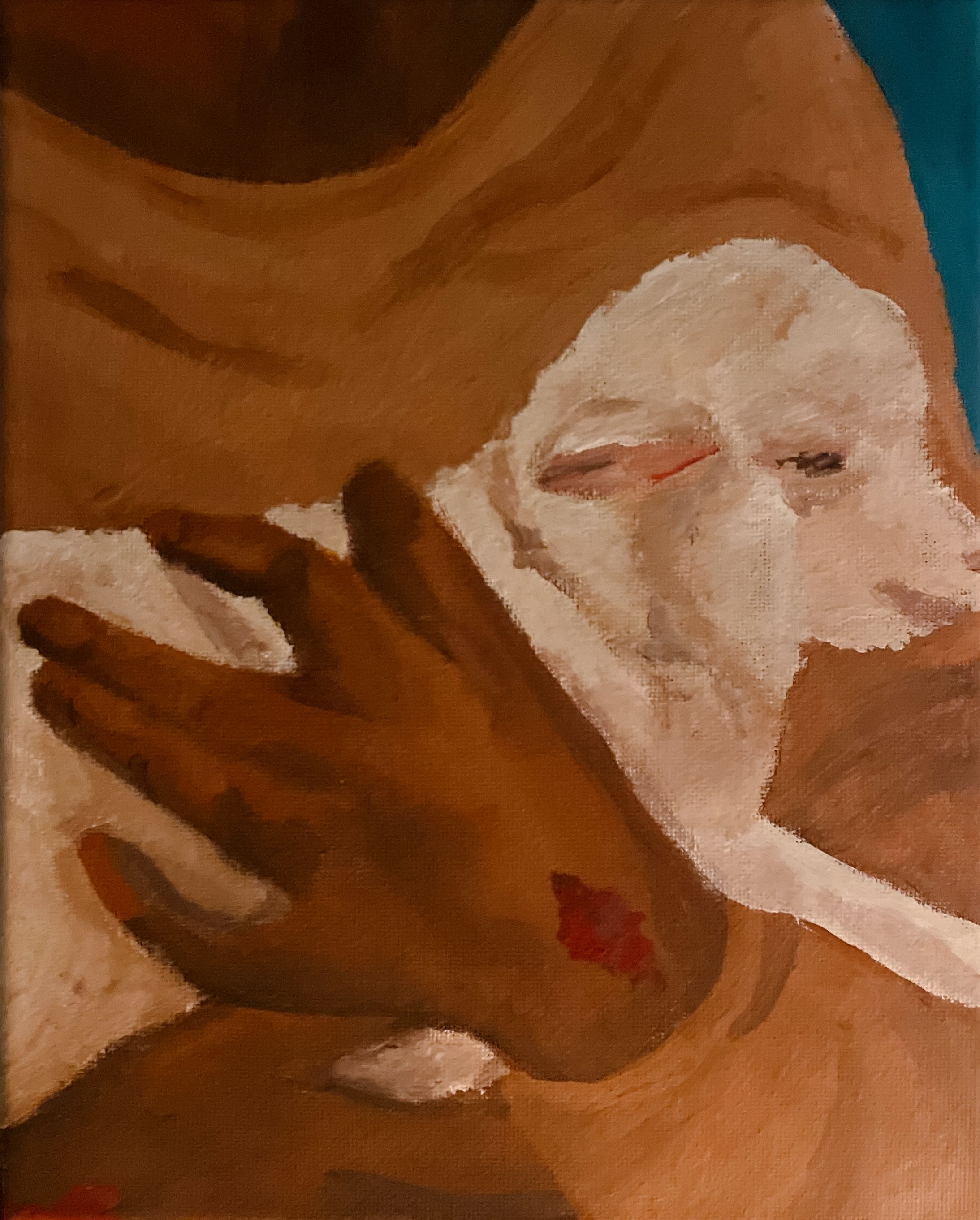 Abstract artwork featuring flowing brown and beige tones in a horizontal composition.