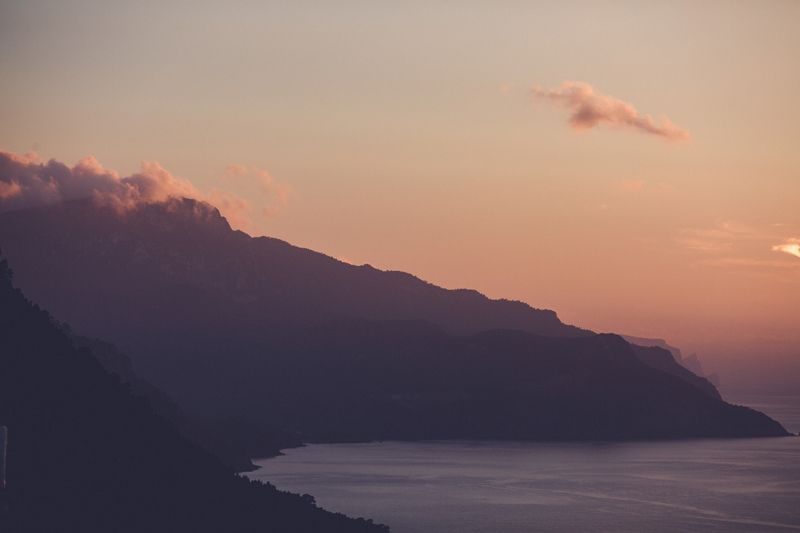 sunset over Tramuntana from Es Colomer Mallorca