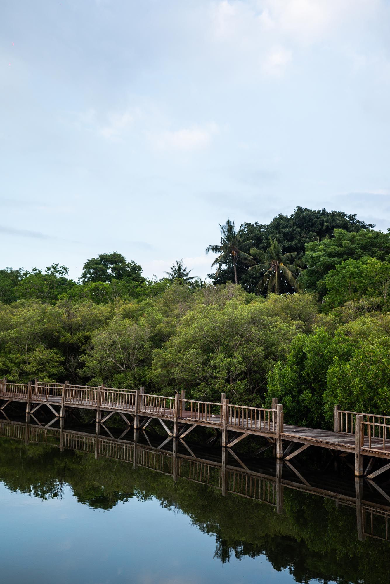Boardwalk and saltwater lake on Gili Meno