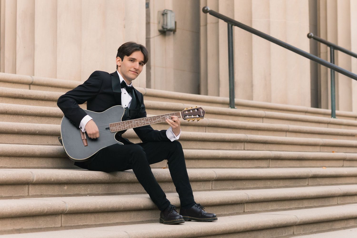 madison wi outfit inspiration for senior photos what to wear professional photographer advice tips tricks dressy boy outfit tux guitar vibe
