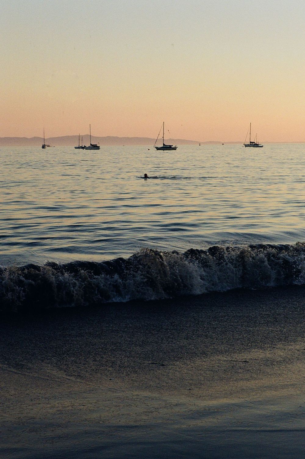 Sunset captured on film on California's beautiful Santa Barbara coast.