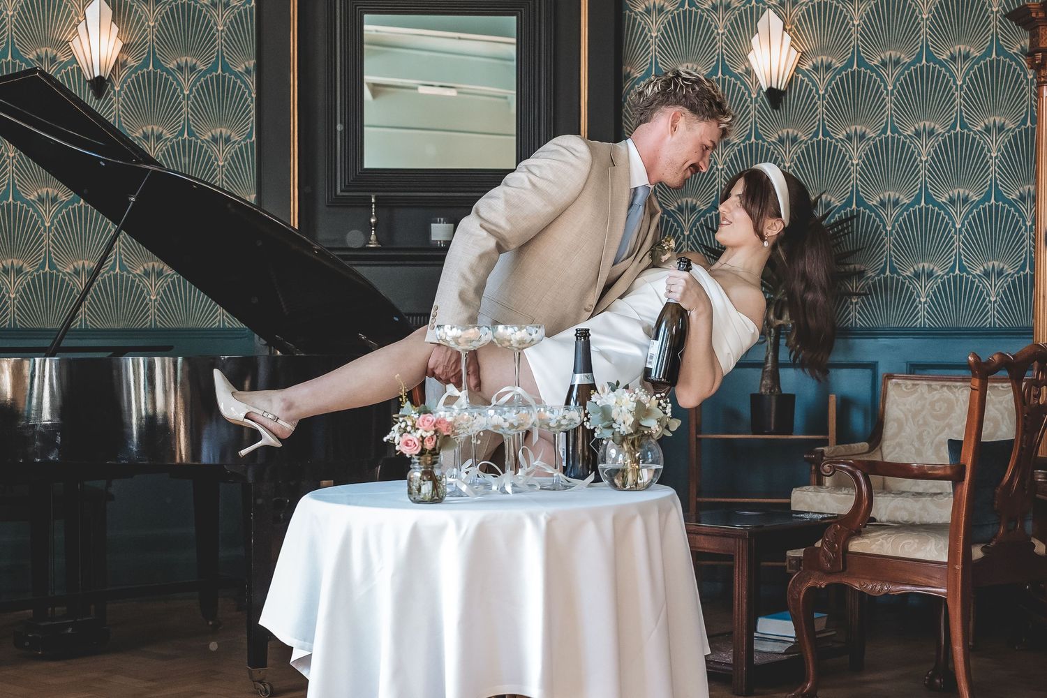 Relaxed couple at Charlotte House.
