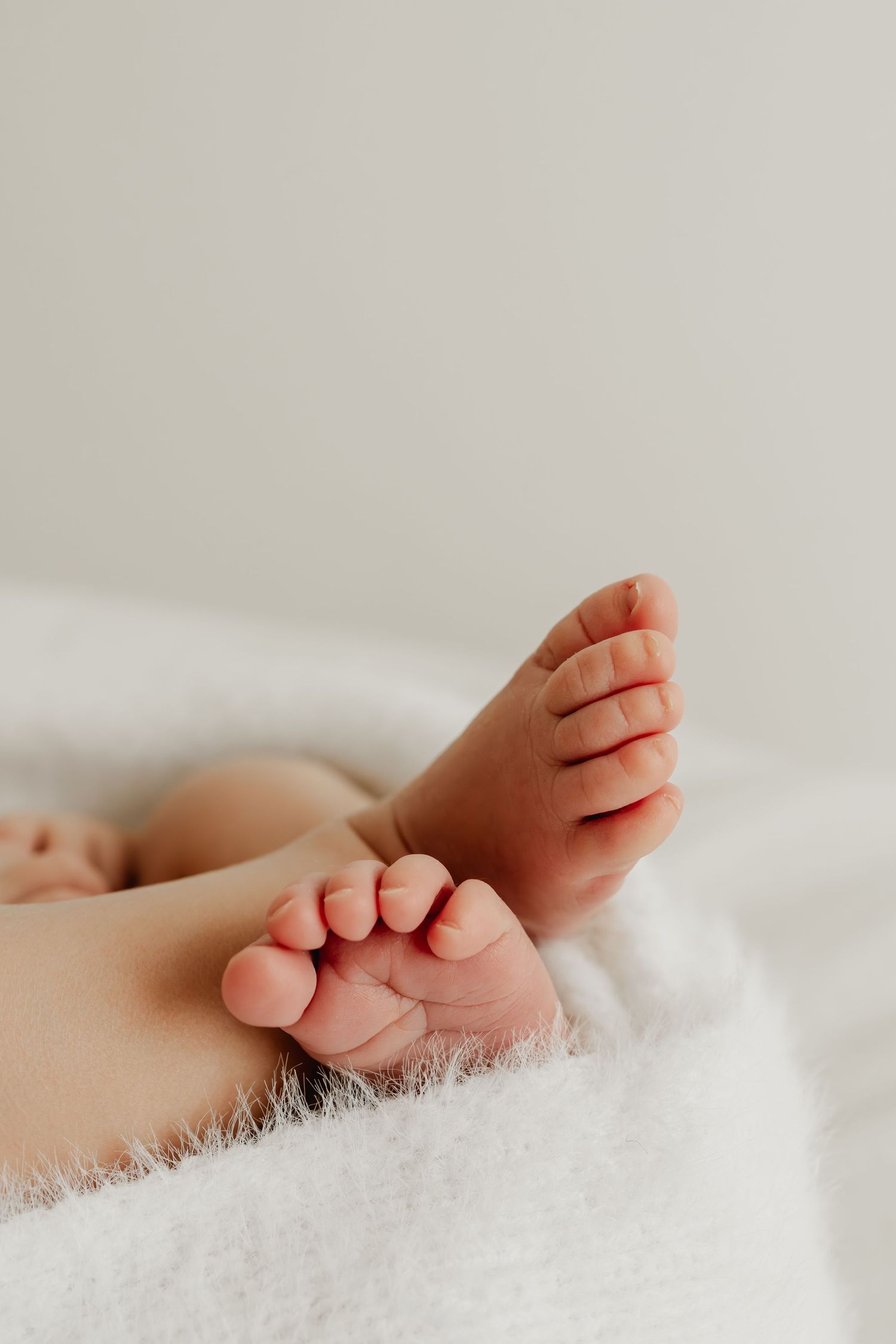 Detailfoto der Babyfüße beim Babyfotoshooting in Niederösterreich Stockerau im Fotostudio