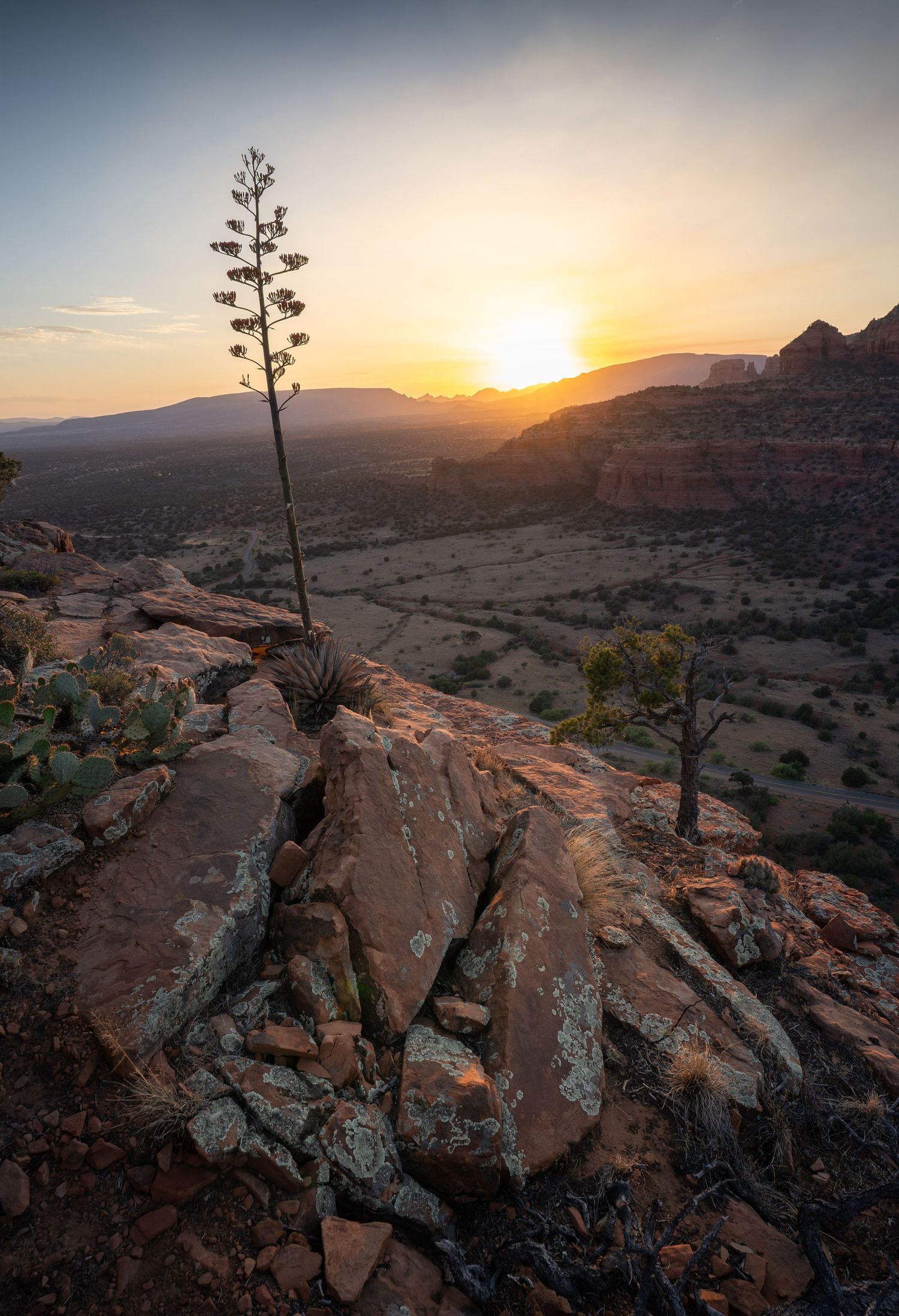 Sunset from the top of Doe Mountain in Sedona, Arizona.