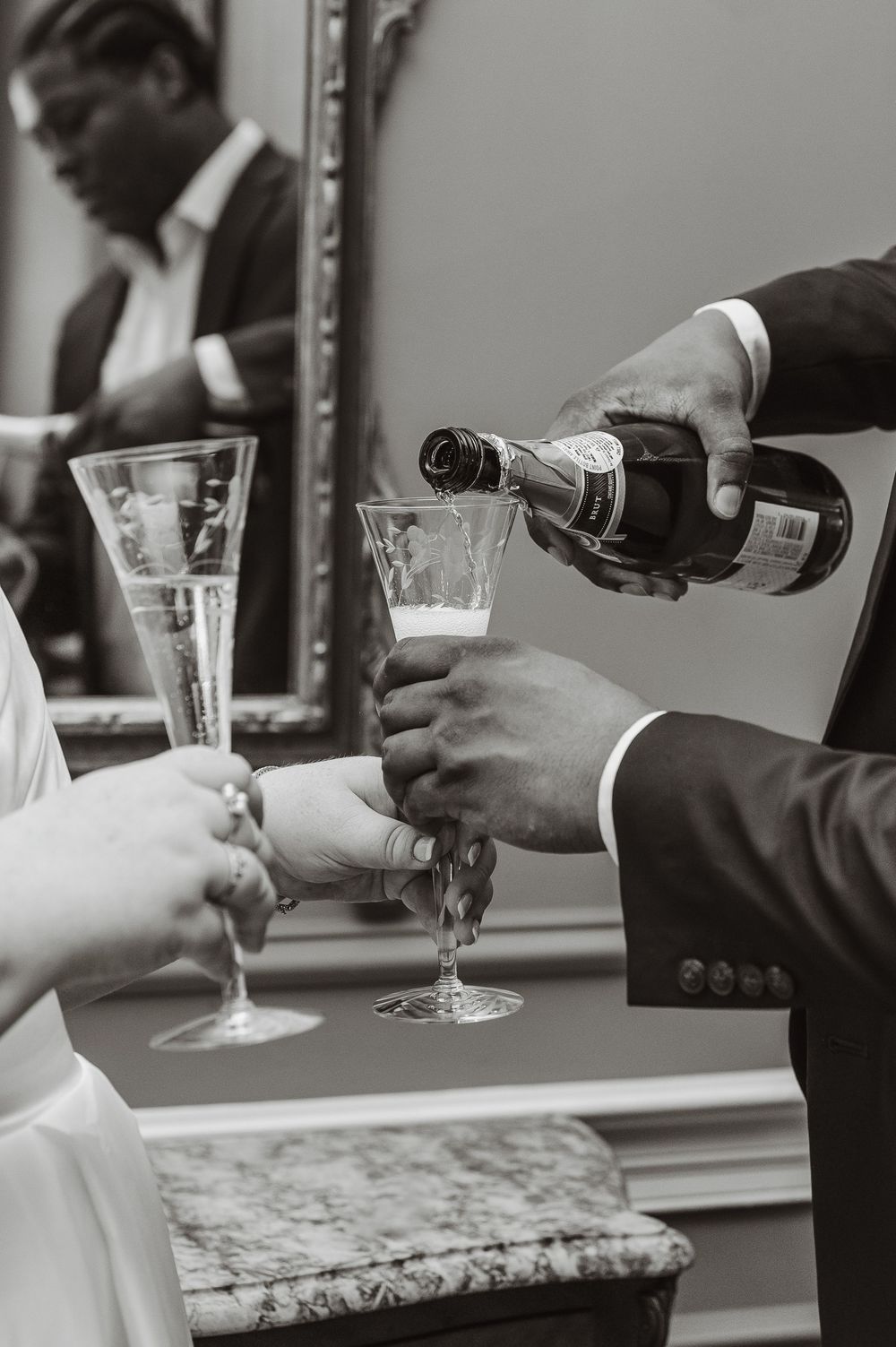 Engagement photography with champagne toast at Allandale Mansion | romantic Kingsport TN engagement session