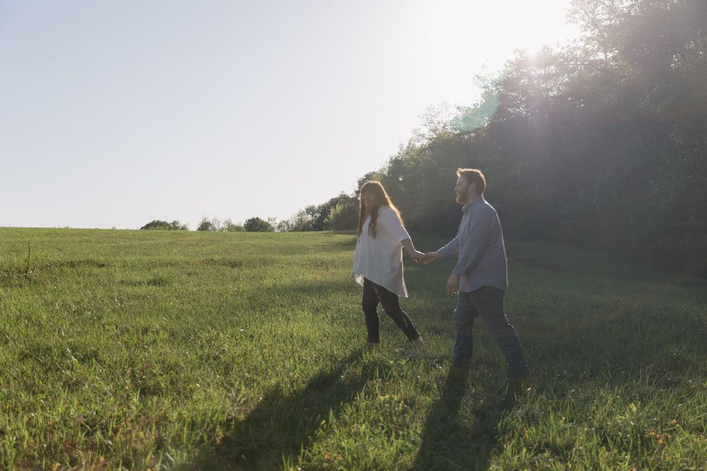 Romantic Georgia engagement session in open fields