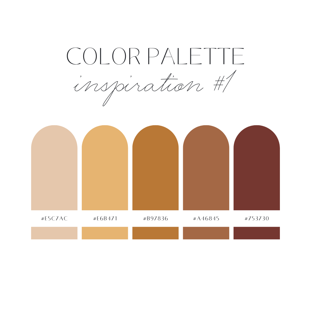A minimalist color palette featuring warm neutral tones from beige to deep brown.