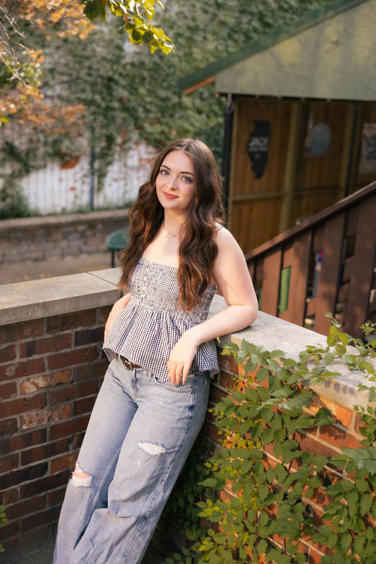 Outdoor summer downtown senior photos in Springfield, Illinois