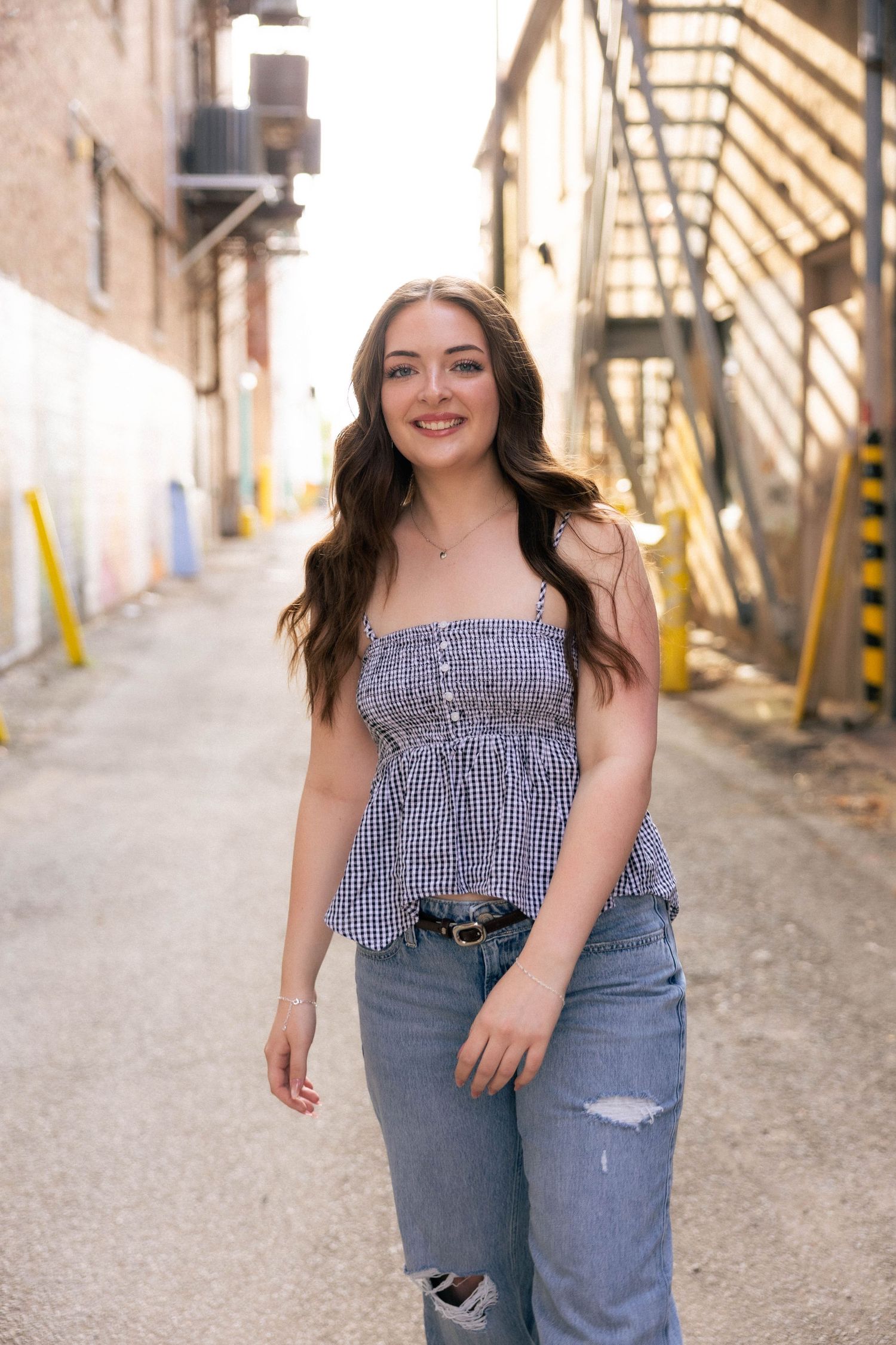 Outdoor summer downtown senior photos in Springfield, Illinois