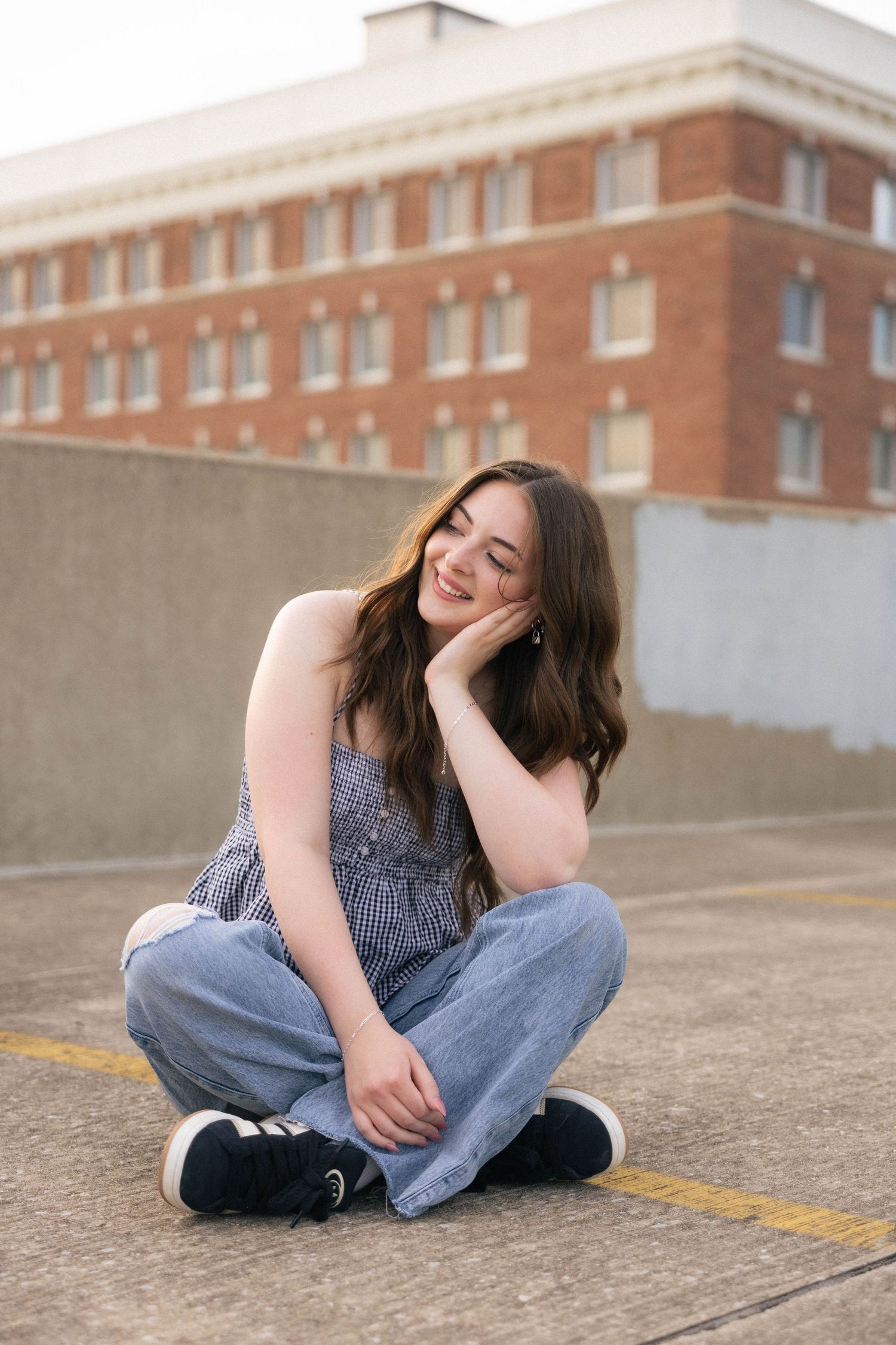 Outdoor summer downtown senior photos in Springfield, Illinois