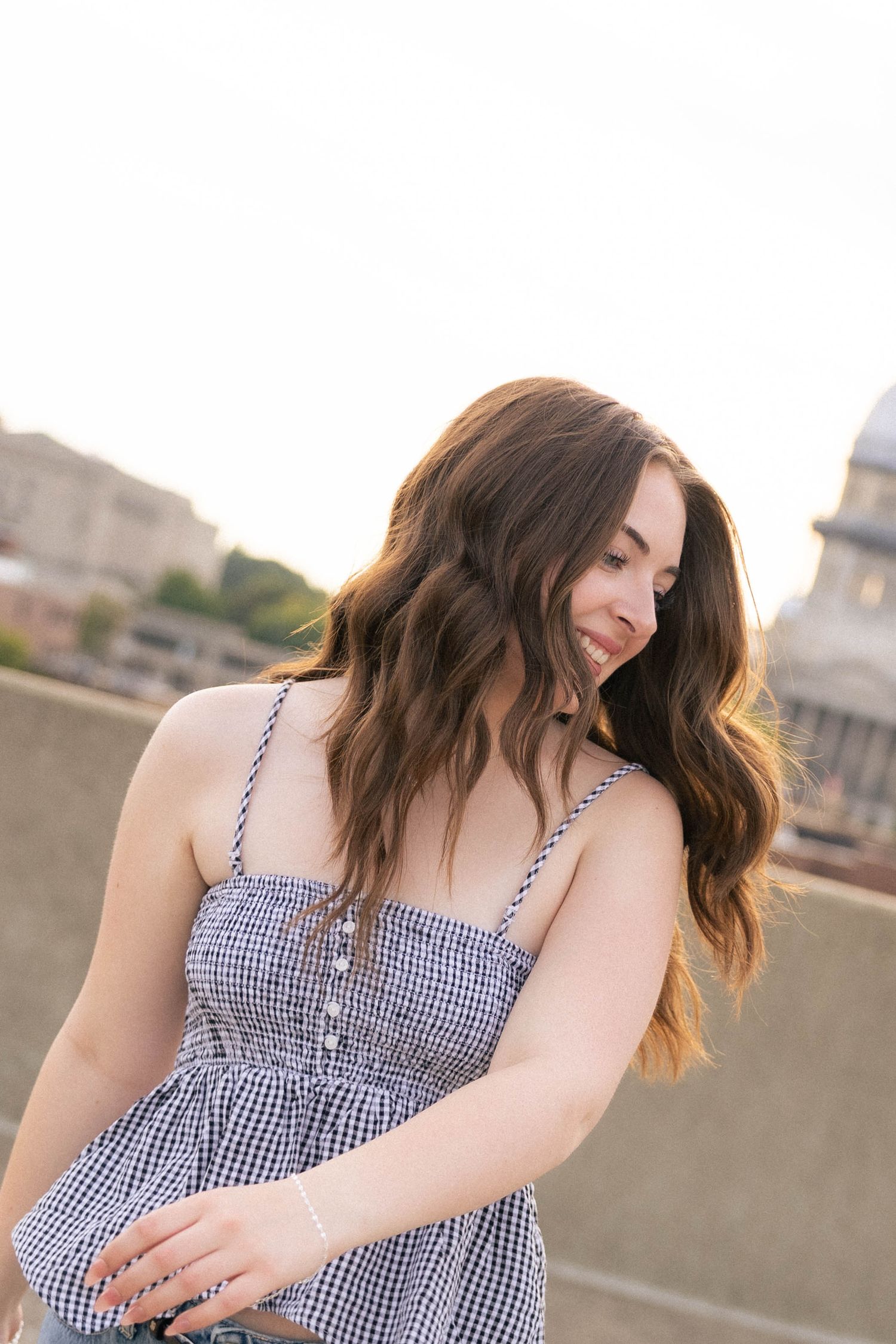 Outdoor summer downtown senior photos in Springfield, Illinois