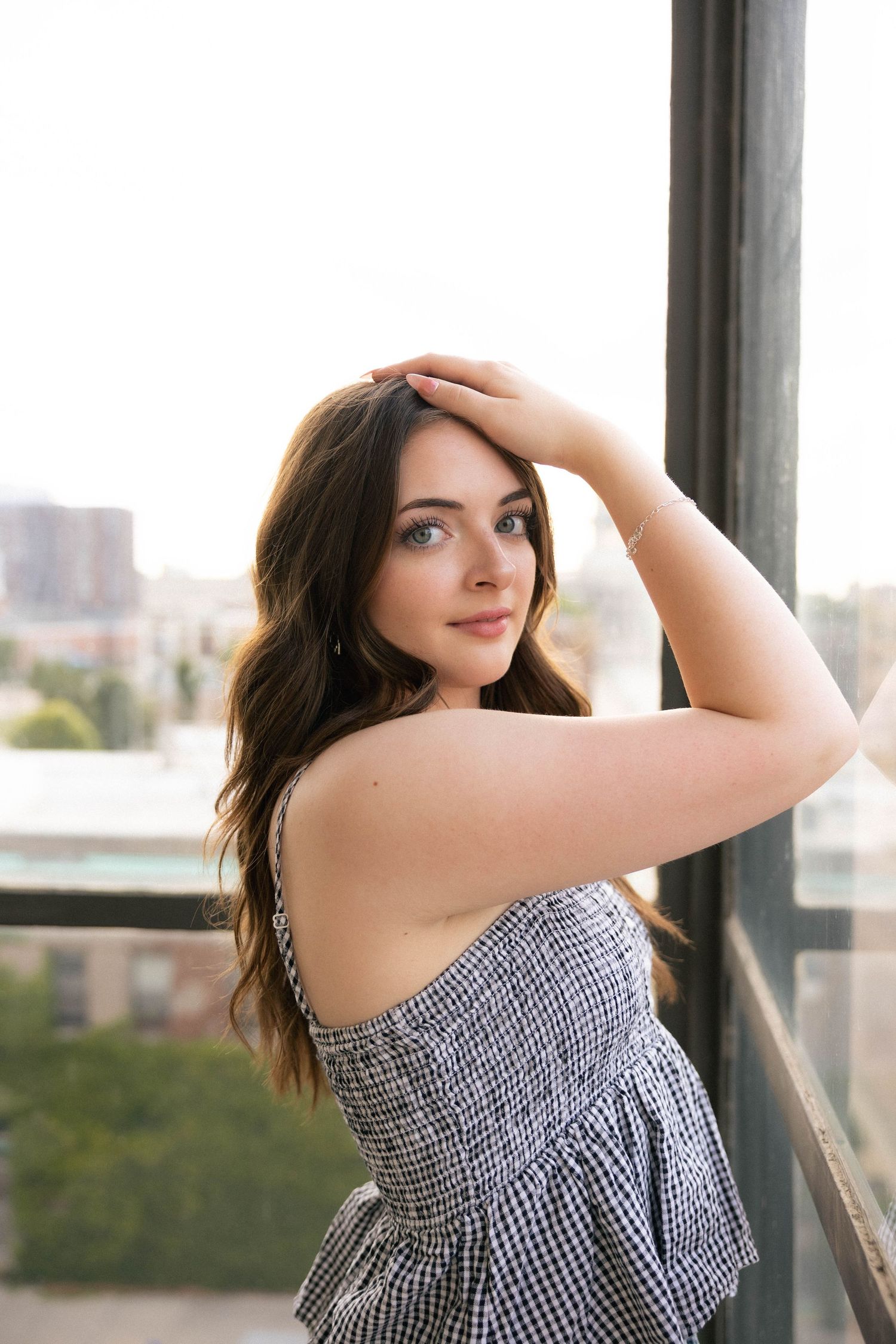 Outdoor summer downtown senior photos in Springfield, Illinois