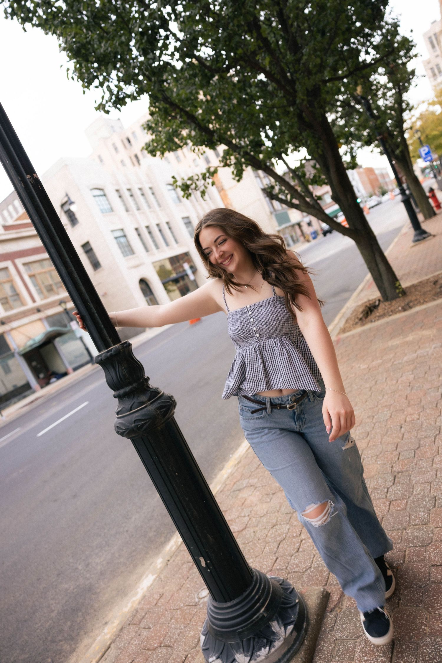 Outdoor summer downtown senior photos in Springfield, Illinois