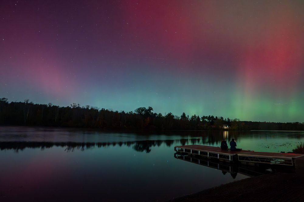 Aurora borealis over Lake Nockamixon, PA