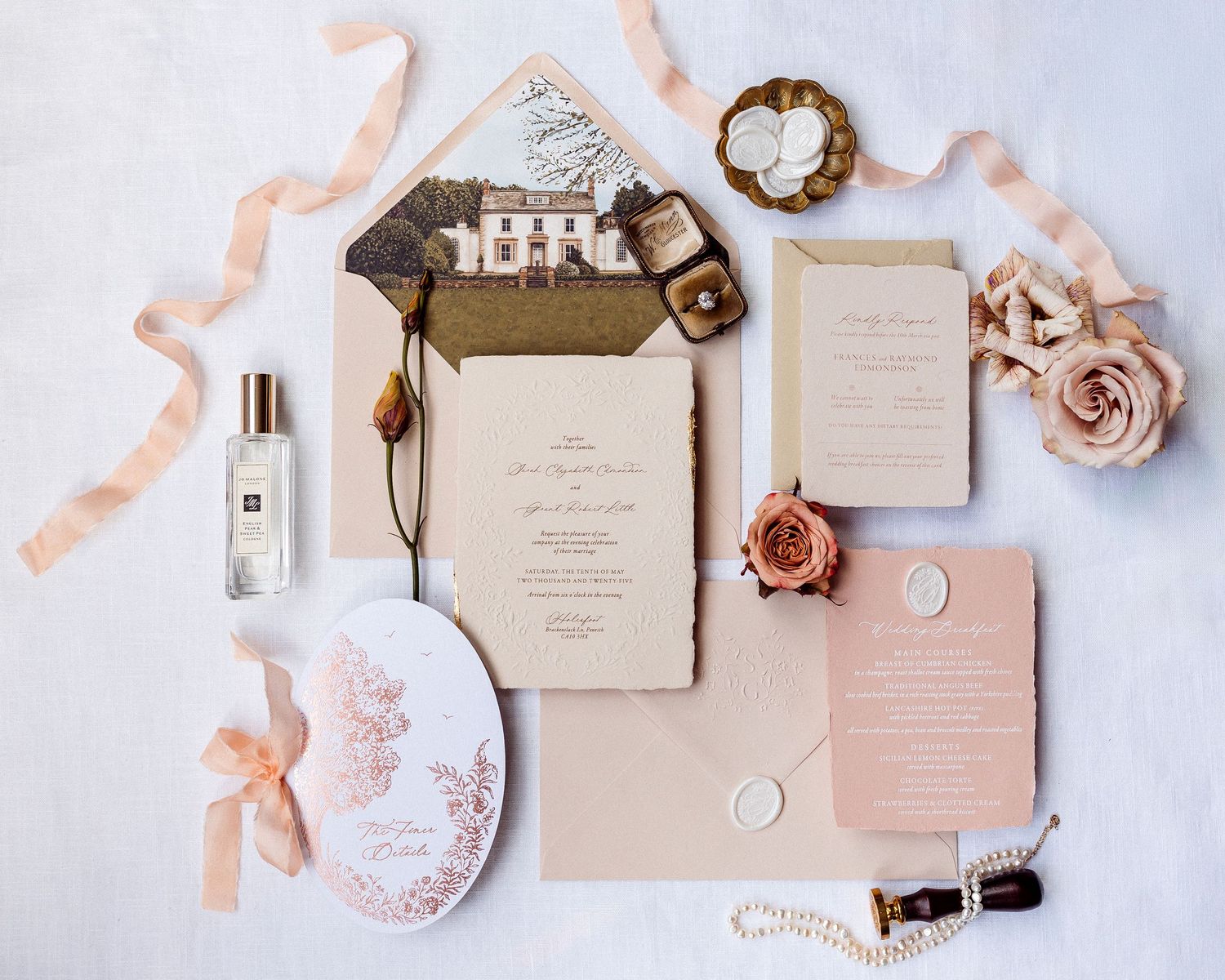 Wedding details including flowers and styling at Lake District wedding