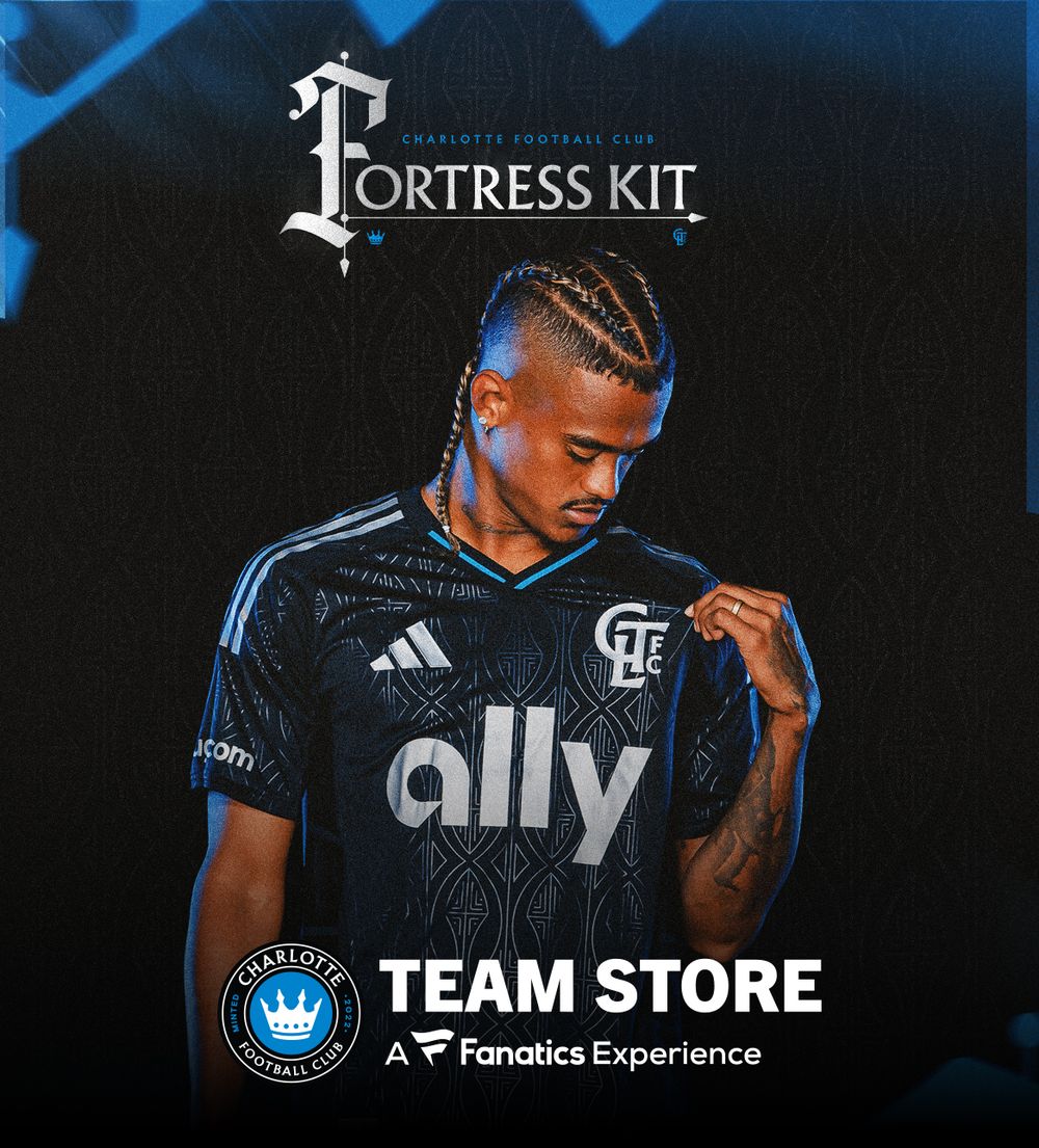 Charlotte FC player in Fortress Kit available at Team Store, a Fanatics Experience.