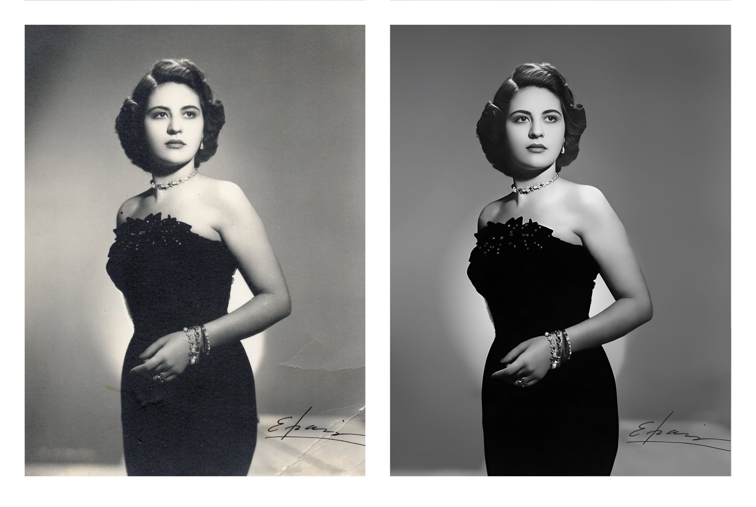 Restored 1955 vintage photograph after professional photo restoration in Miami