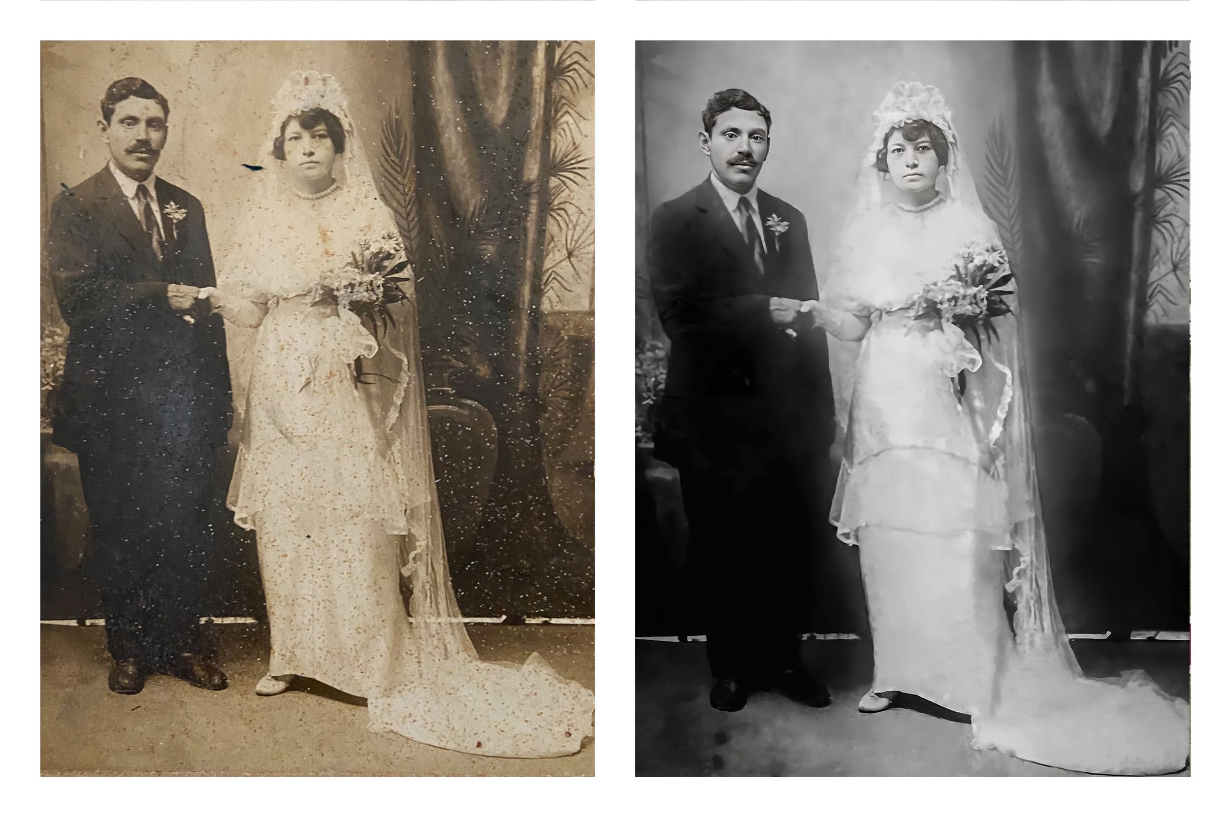 Expert photo colorization in Brickell Miami restoring faded black and white portrait