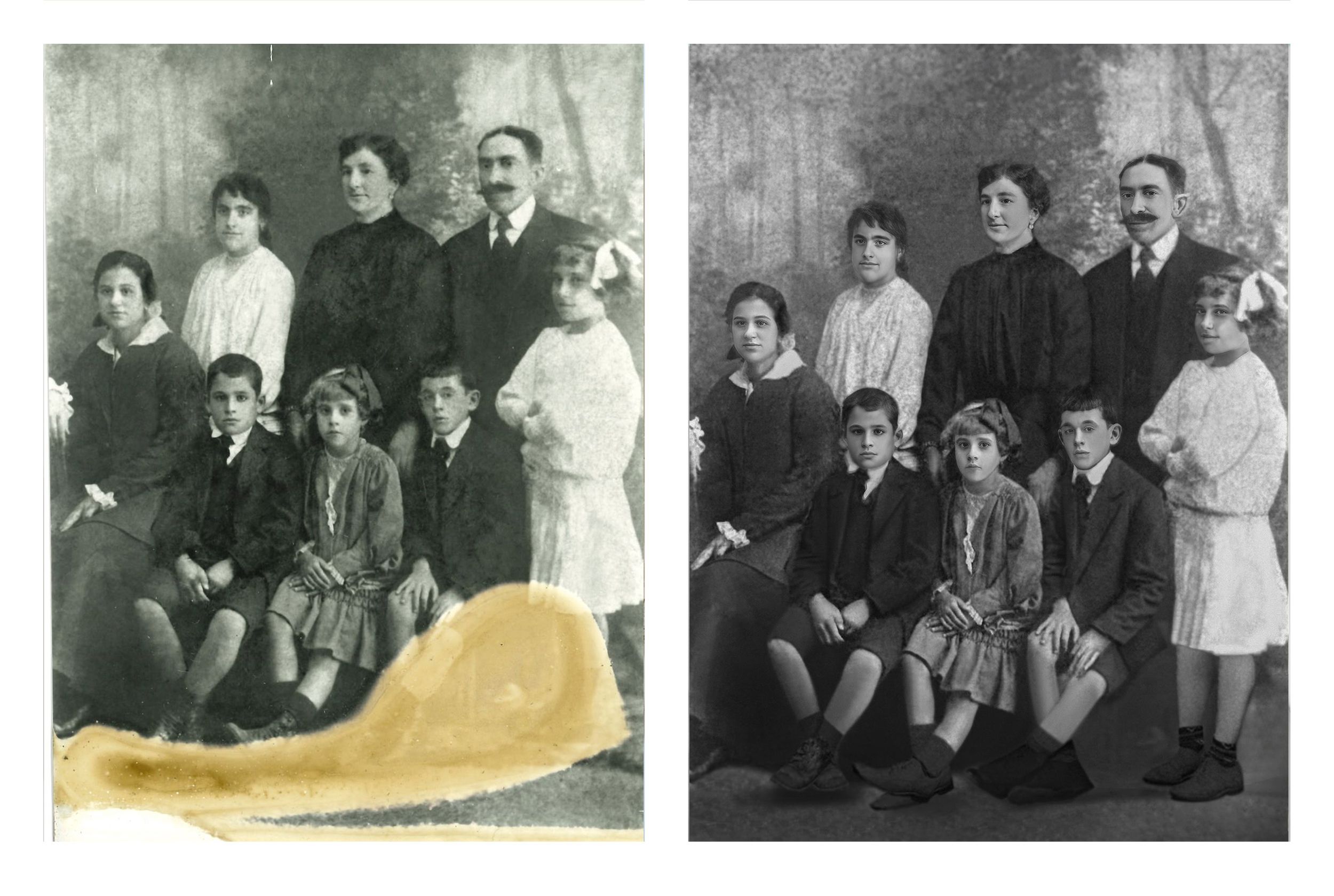 Damaged photo restoration in Coral Gables Miami repairing old family photograph