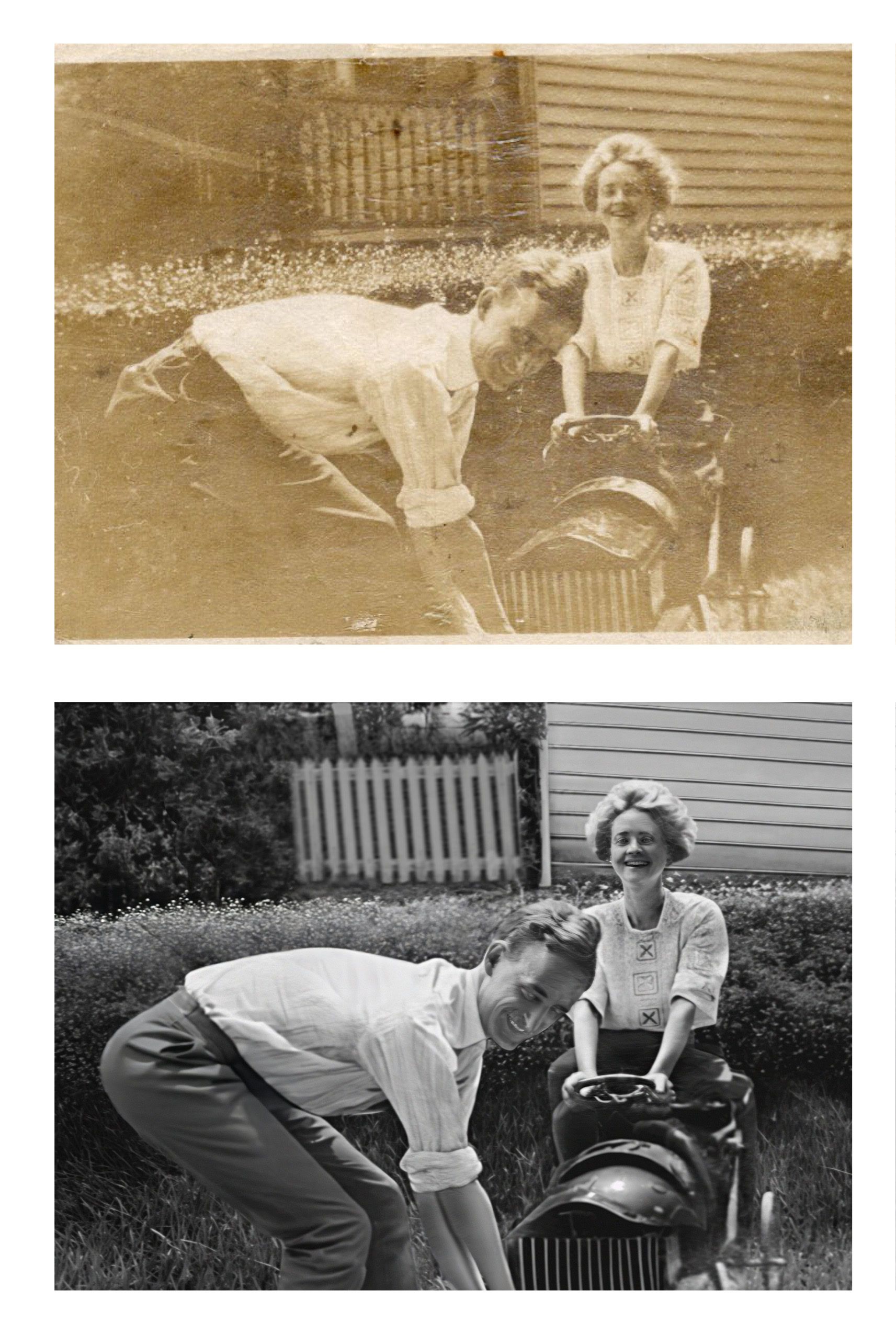Damaged photo restoration in Miami repairing torn and faded photograph from over 100 years ago.