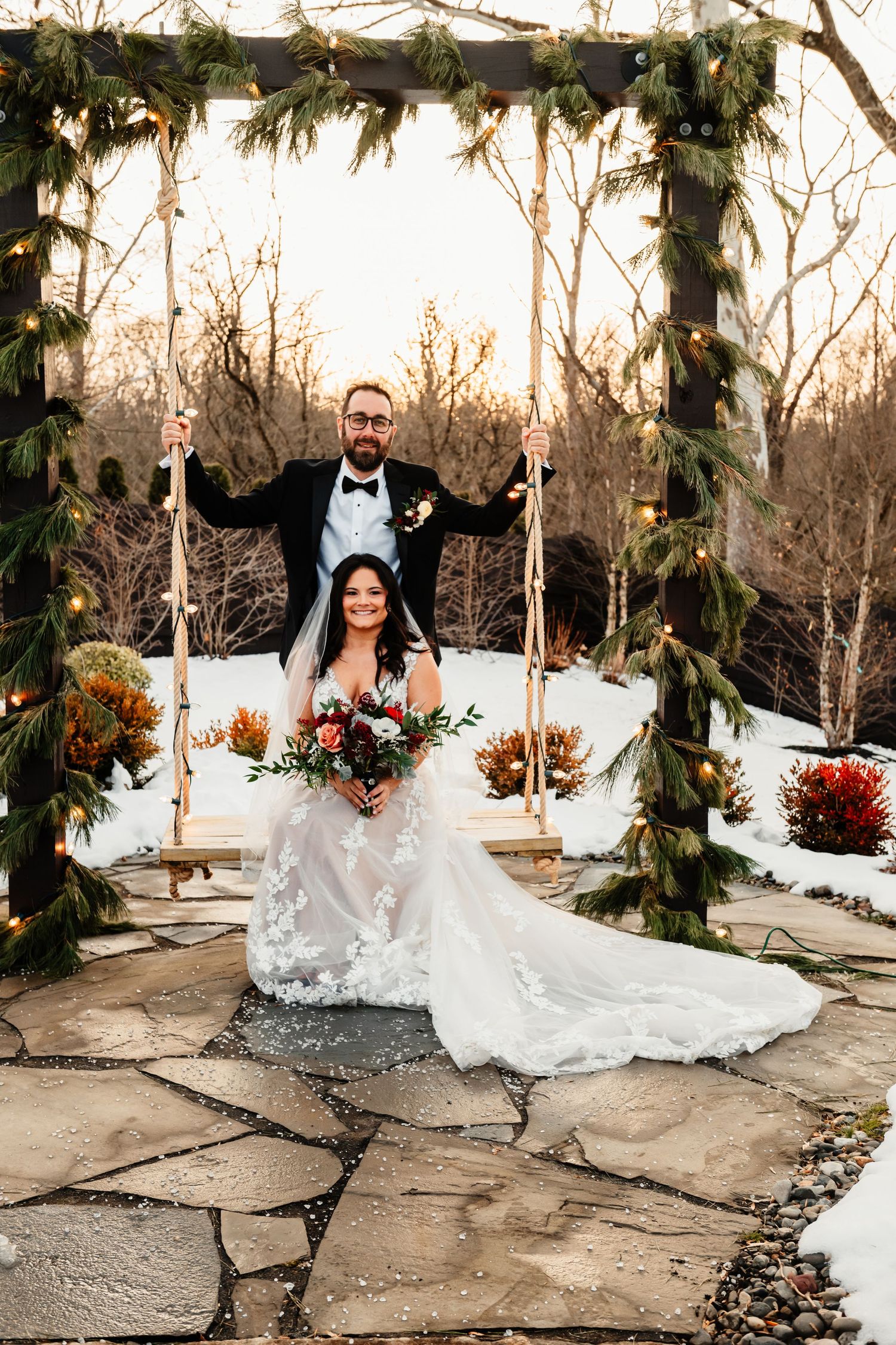 NJ wedding venue, Winter Weddings in New Jersey, Hamilton Manor wedding, New Jersey ballroom wedding, and outdoor wedding ceremony NJ.
