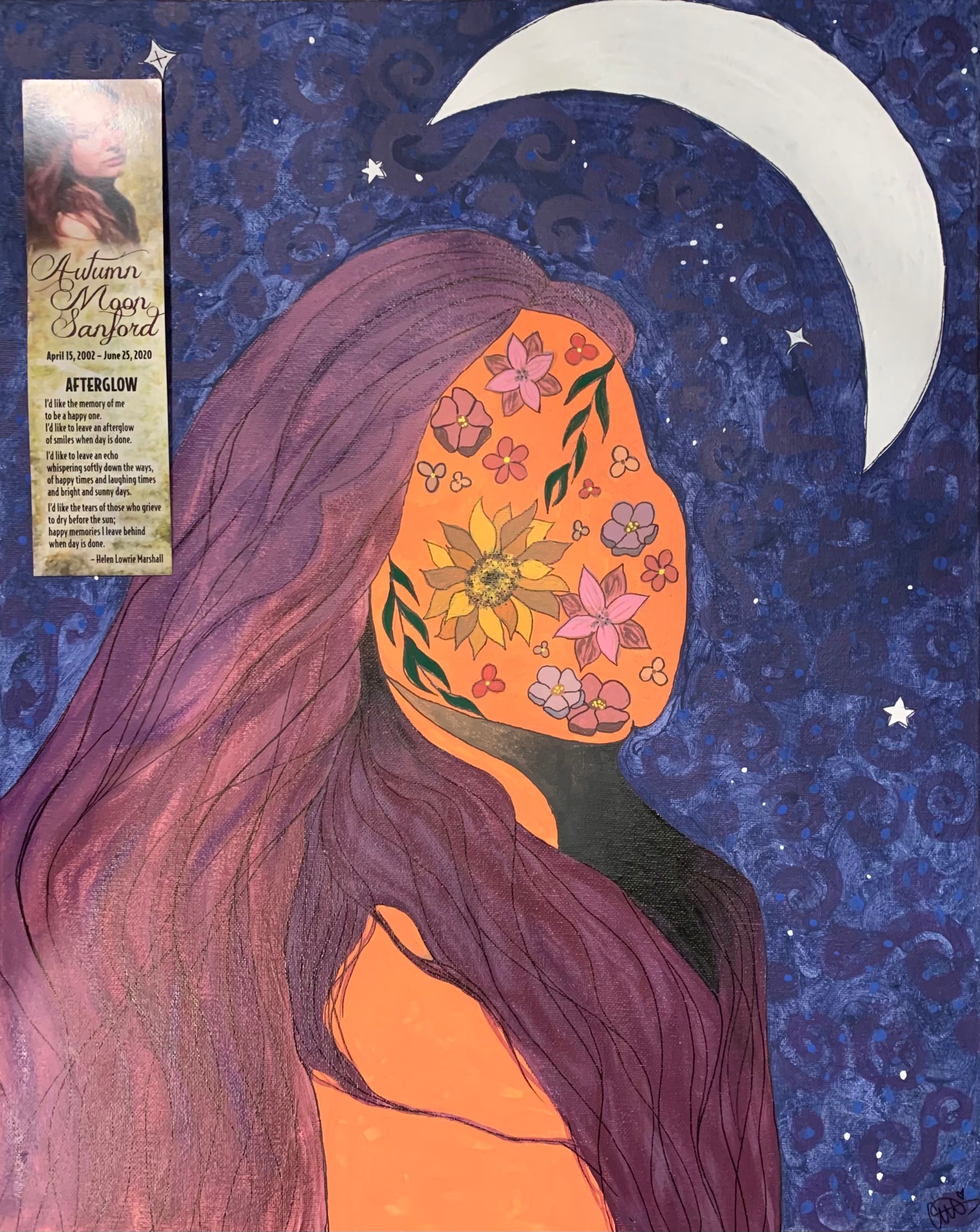Painted photo with a faceless woman with flowers as a face