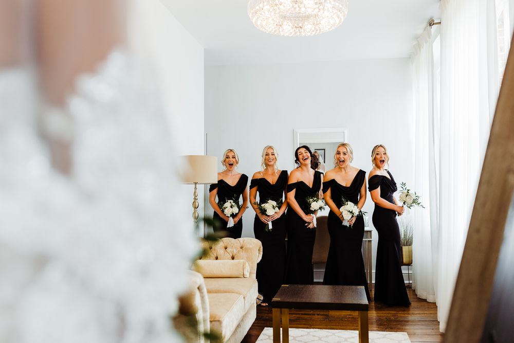 Black bridesmaids dresses cotswolds wedding photographer