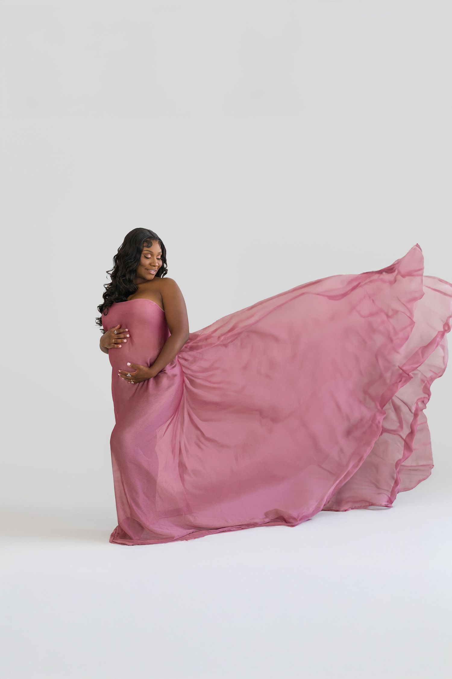 pink flowy fabric