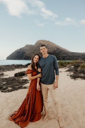 Oahu Family Photographer captures a family at sunset in Hawaii.