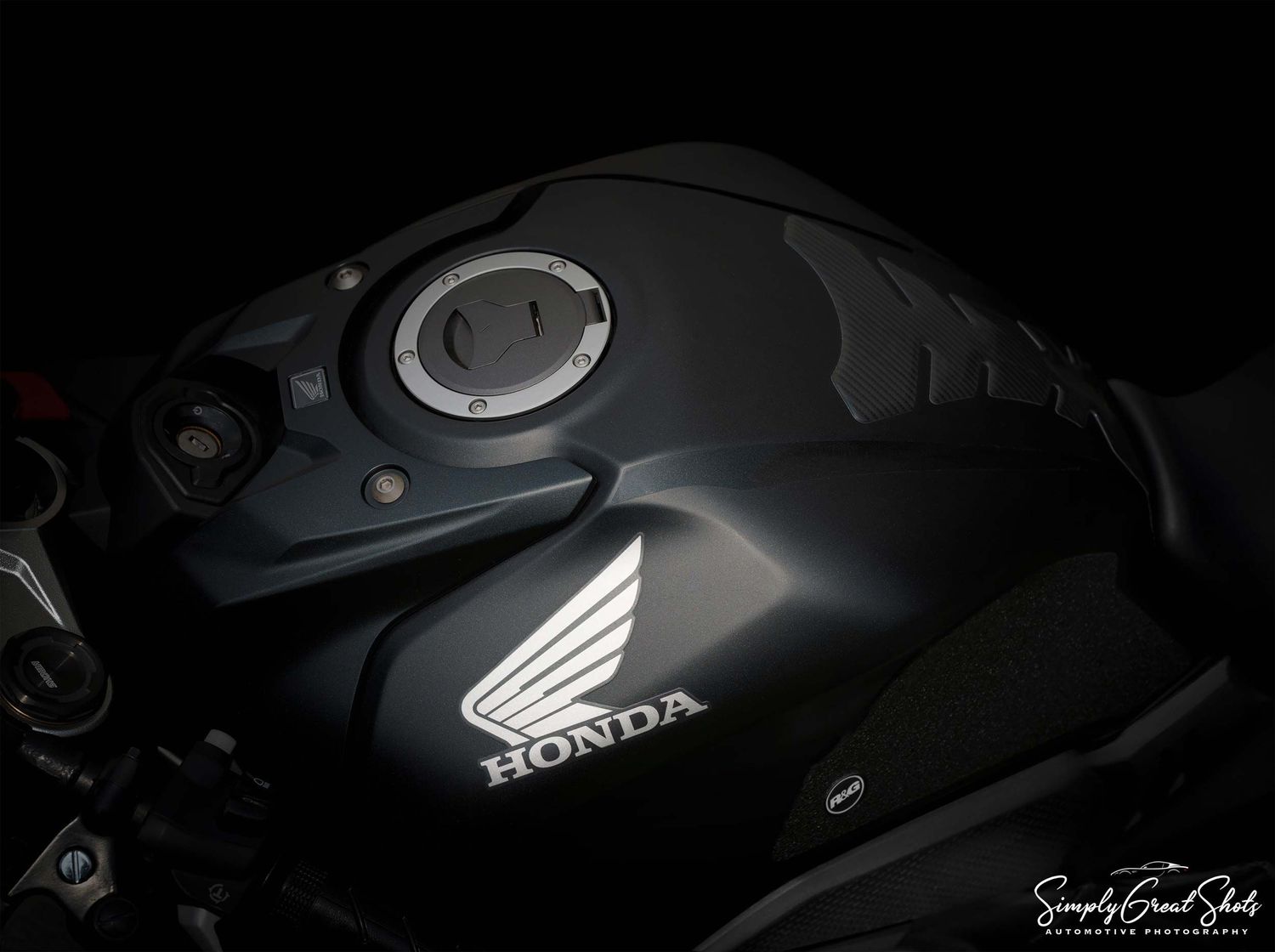 A fuel tank of a stunning Honda motorbike
