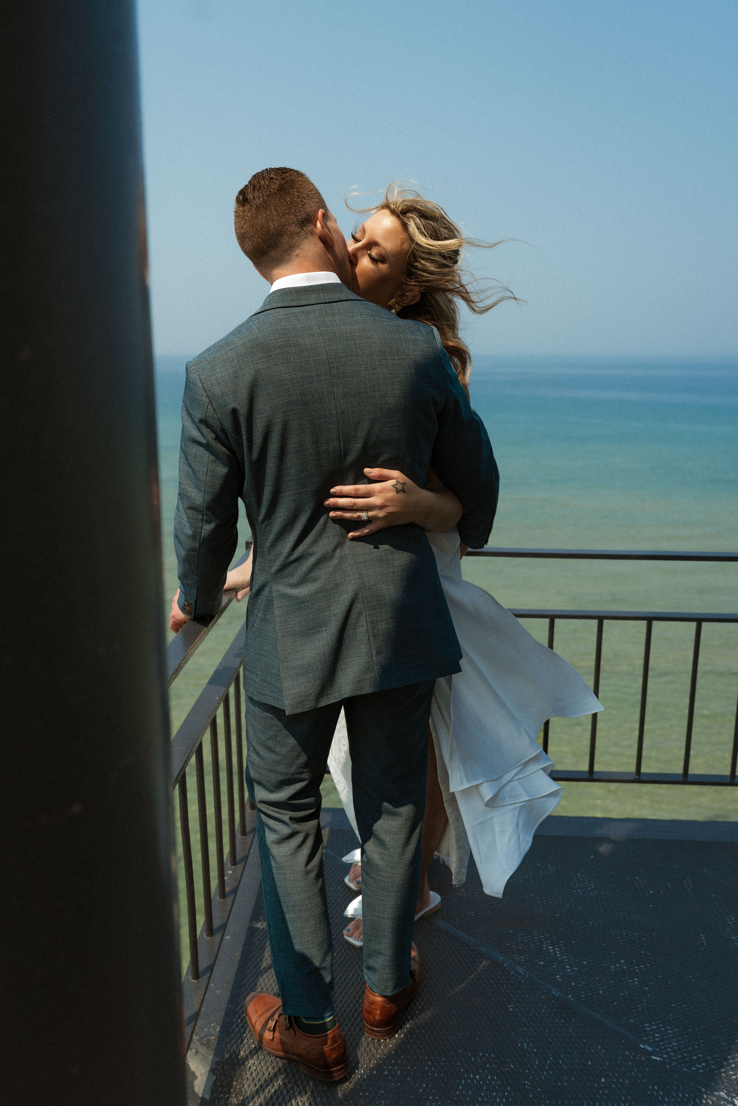 wedding, small wedding, lighthouse, summer, spring, water, on the beach, engaged, married