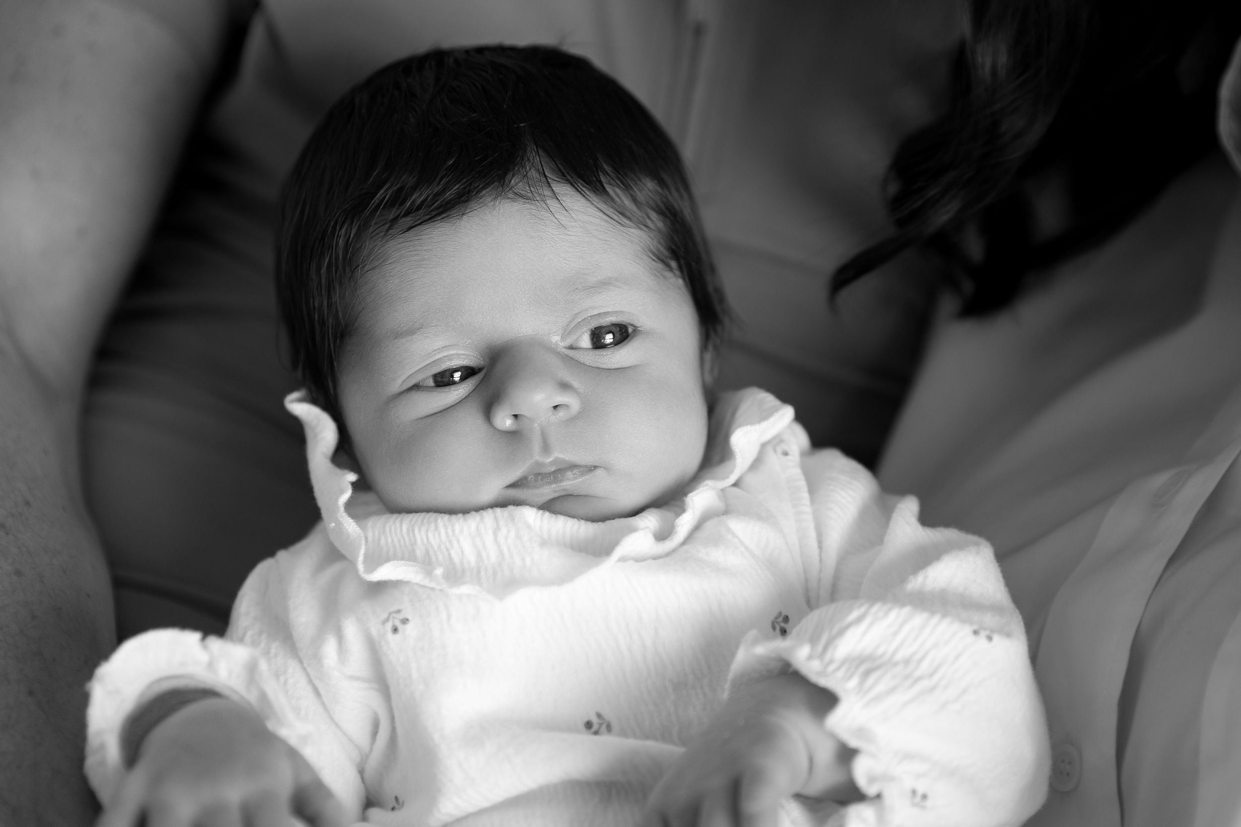 Carlene Thurston Photography - `at-home newborn photoshoot
Black and white close up of newborn baby