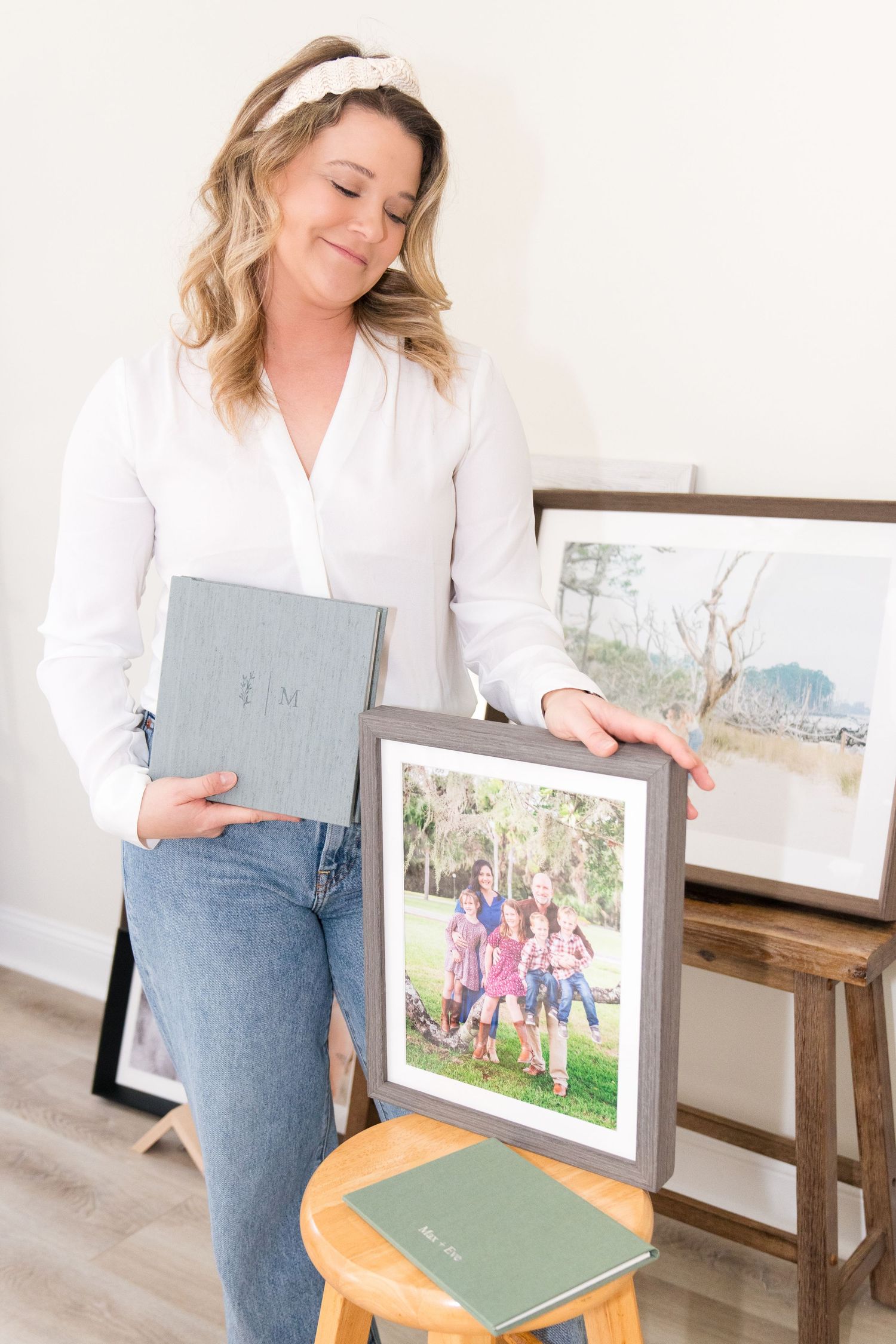 Family photographs preserved as framed artwork by Lindy Rebro Photography, serving Amelia Island and Fernandina Beach.