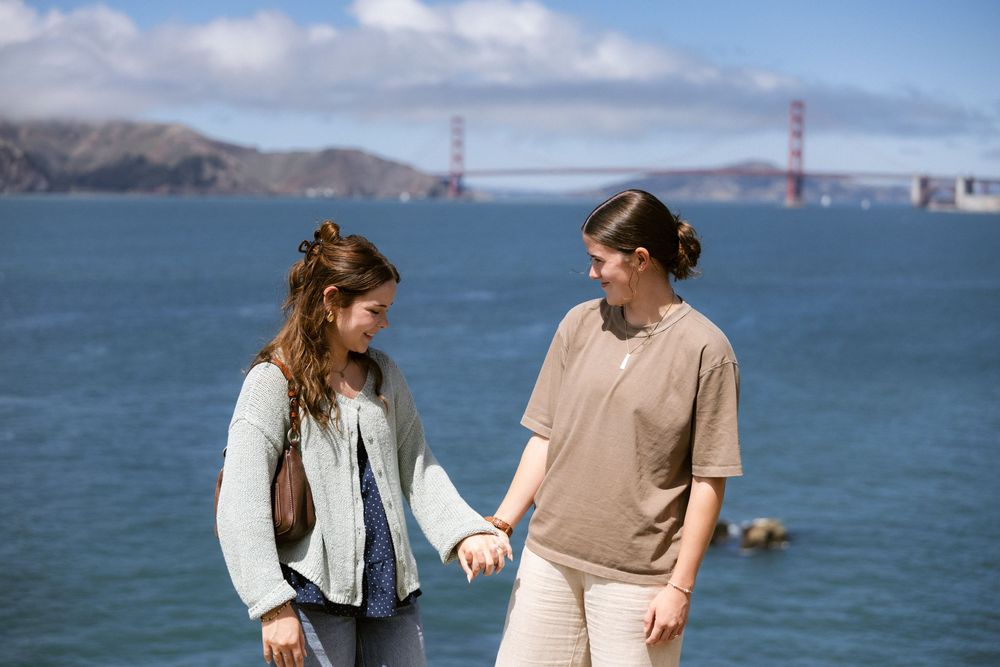Woman getting engaged at Lands End in San Francisco