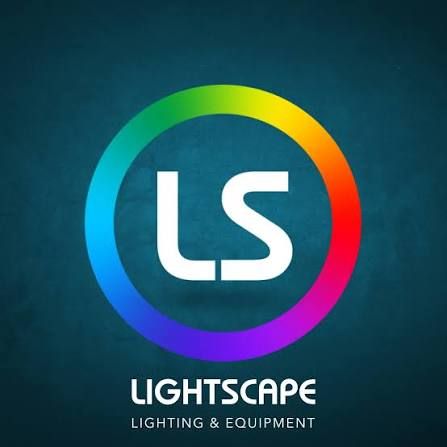 Lightscape Lighting & Equipment company logo featuring colorful rainbow circle with LS initials on teal background.