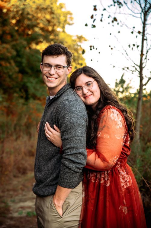 Romantic close-up portrait of an engaged couple during their West Central  Ohio engagement session