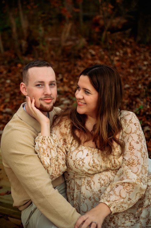 Romantic close-up portrait of an engaged couple during their West Central  Ohio engagement session