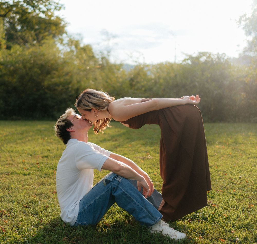Couple at Harrison Park near downtown Ellijay, Georgia