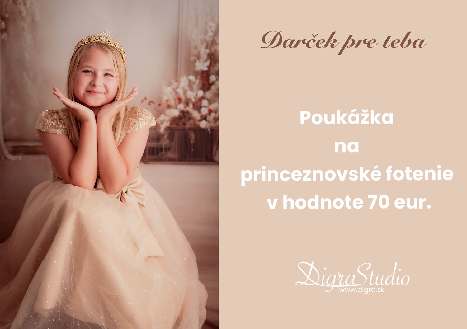 Poukážka na tématické fotenie v atelieri v Ivake pri Nitre vhodná ako darček.