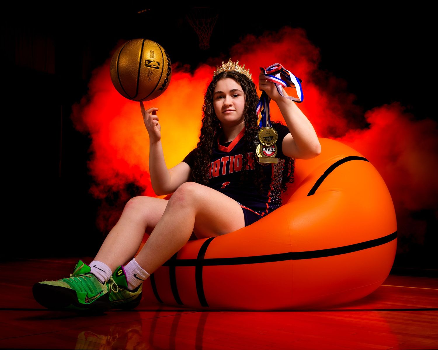 Mid-Penn Motion AAU basketball media day portrait with dramatic smoke, by Deanna Fox, SportsFox Photography based in Hershey PA