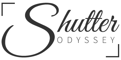 Stylized black and white text logo reading 'Shutter Odyssey' with elegant script typography.