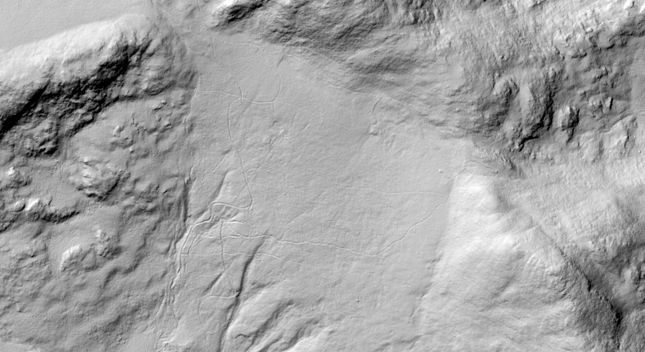 LIDAR satellite image of trails and mountains maine