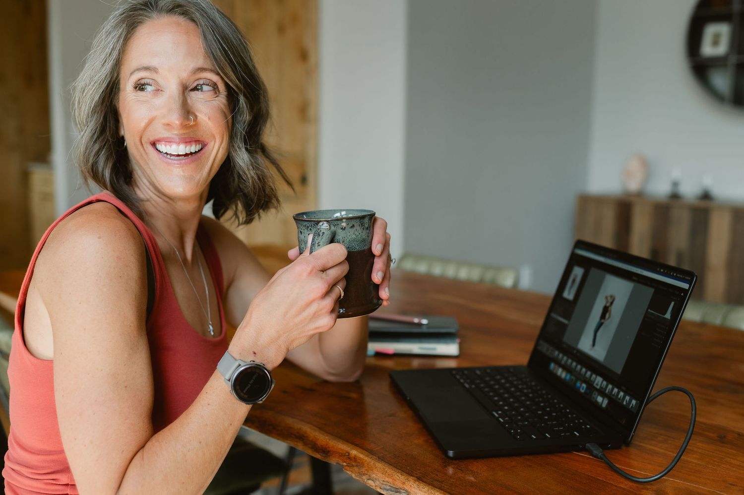 Lifestyle branding photo of Colorado photographer at home in natural light, relaxed and authentic