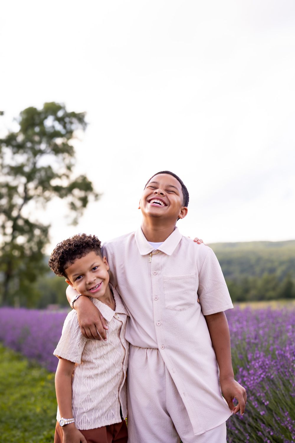 brothers hugging and smiling