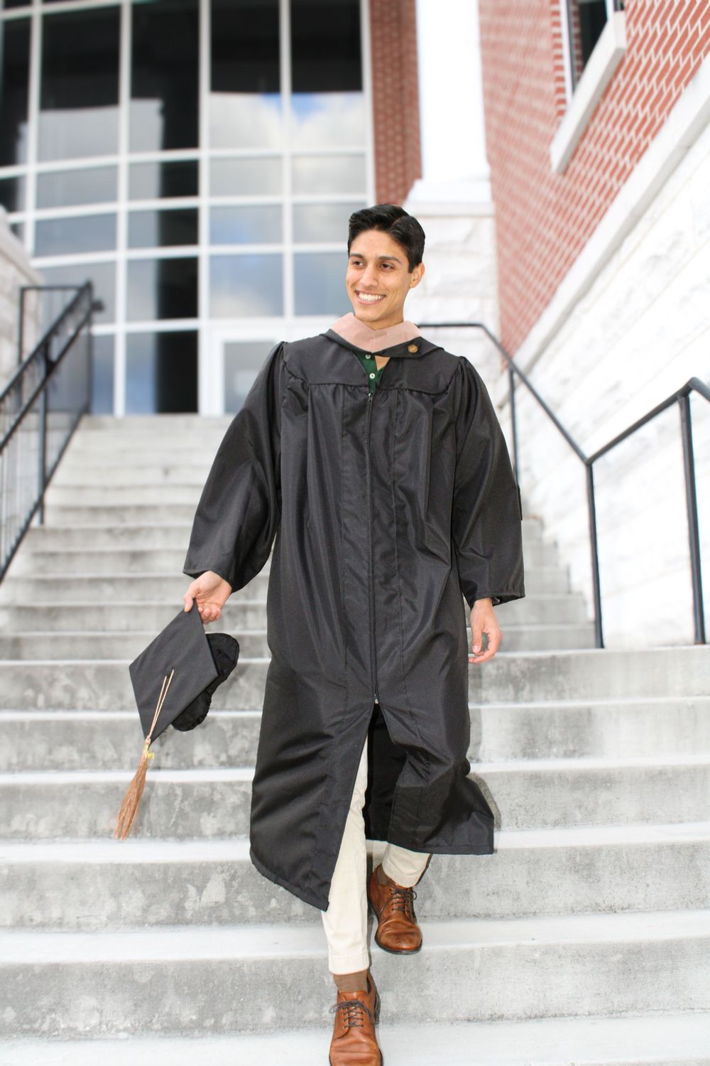 man walking down stairs