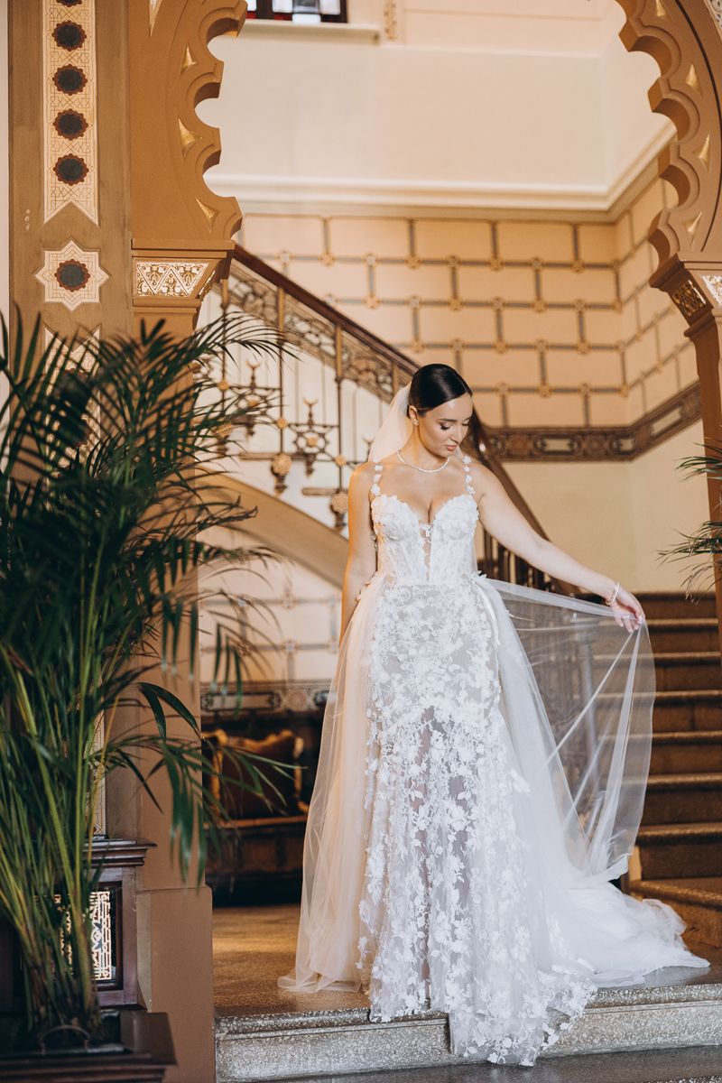 Bride getting ready at gran villa Rosa wedding in Spain