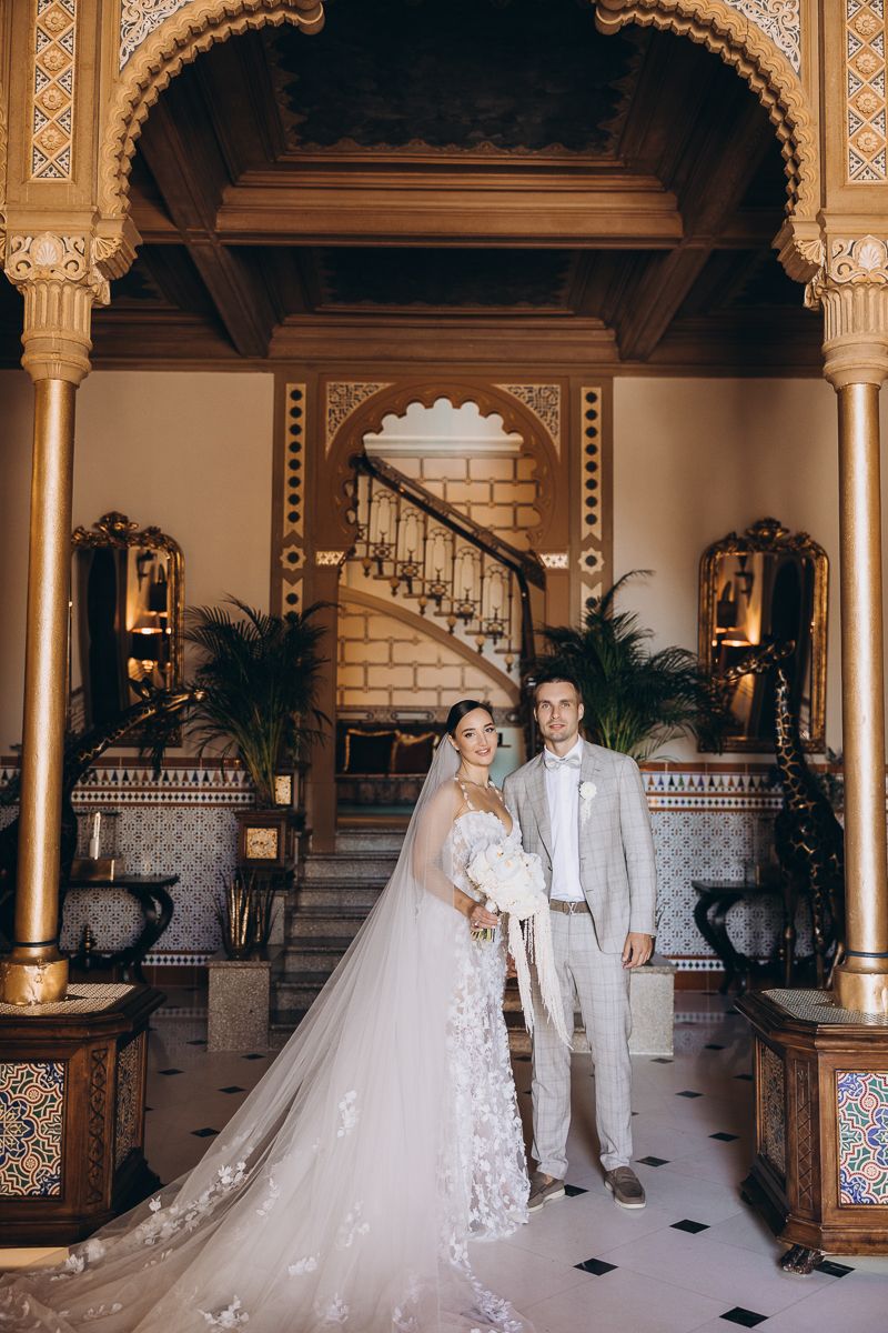 Destination wedding couple in Sitges