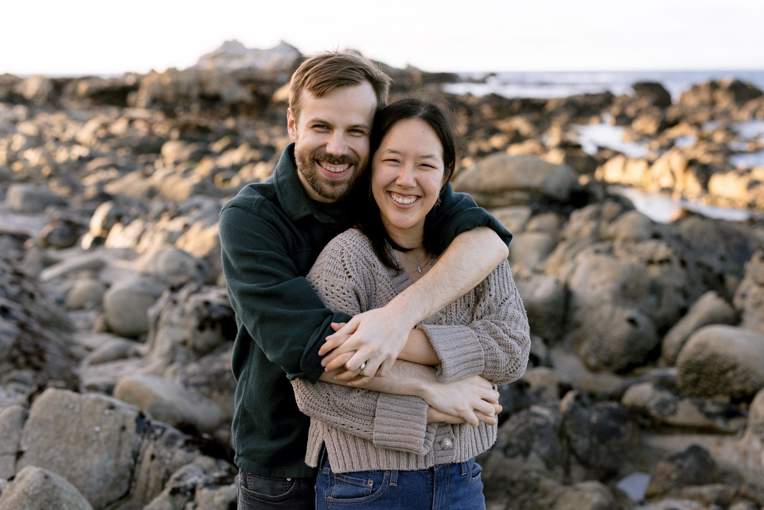 Monterey engagement portraits along tidepools
