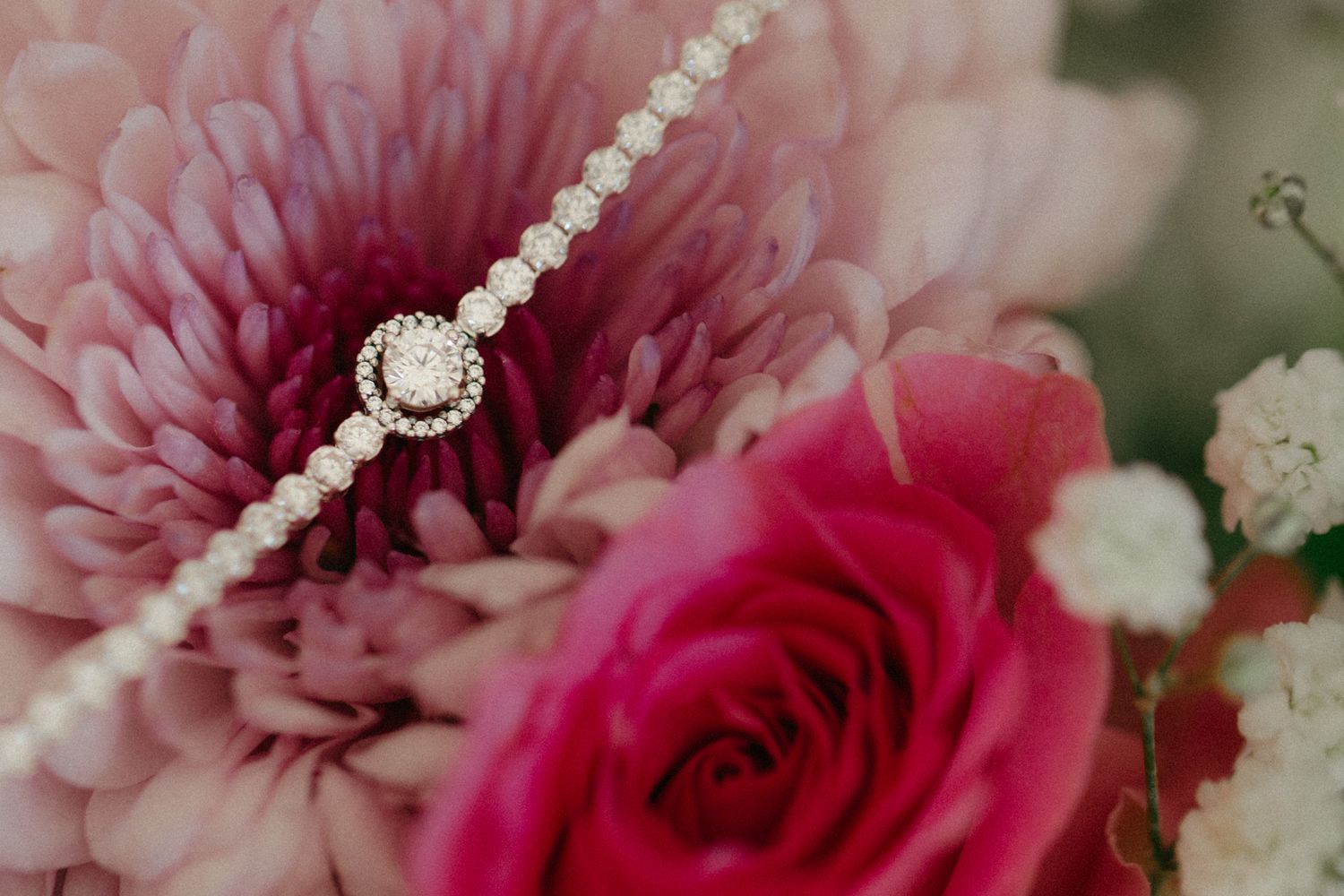 Wedding day flowers and jewellery
